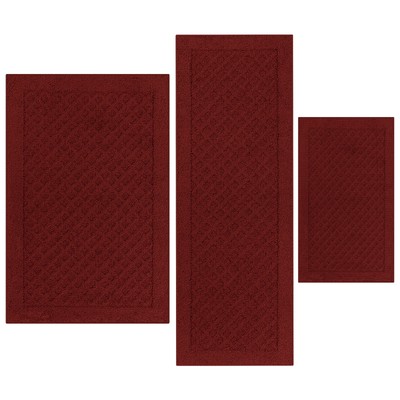 Mainstays Dylan Solid Diamond Olefin Red Indoor Rug Set, 3-Piece Accent Rug Set-image
