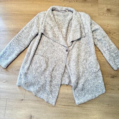Soft Surroundings Sweater Womens Medium Cardigan Fleece Grey Oversized Cozy-image