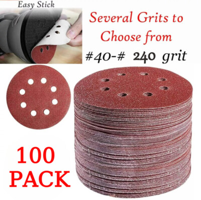 40 60 80 120 240 Grit Sanding Discs 5 inch 8-Hole Hook Loop Orbital Sander Paper-image