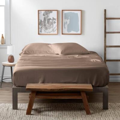 Becky Cameron 4-Piece Sheet Set Full 300 Thread Count Antimicrobial Rayon Taupe-image