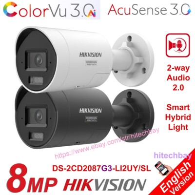 Hikvision DS-2CD2087G3-LI2UY/SL 8MP ColorVu3.0 AcuSense PoE Camera 2-Way Audio-image