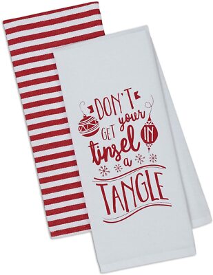 Design Imports Tinsel in a Tangle Christmas Holiday Kitchen Dishtowel Set of 2-image