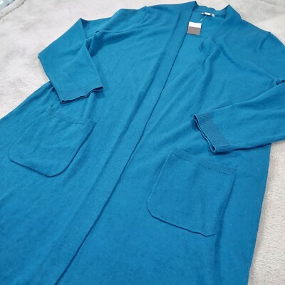 J Jill Cardigan Sweater Womens Large Prusian Blue Casual Preppy Academia Career-image