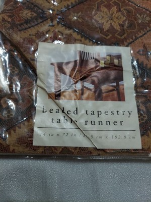 Pier 1  beaded Tapestry Table Runner 14x72 Inches -image