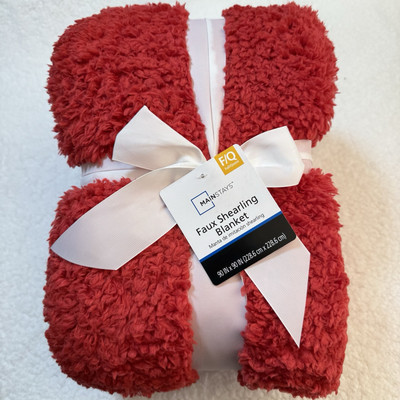 Mainstays Faux Shearling Blanket, Red, Full/Queen 90