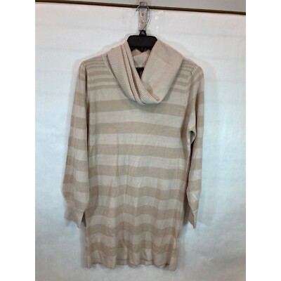 Chic Knit Elegance: X-Large Beige Striped Women's Sweater - Cozy Comfort & Timel-image