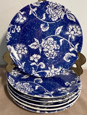 Set of 6 Pier 1 Blue Batik Salad / Dessert Plates 8.25