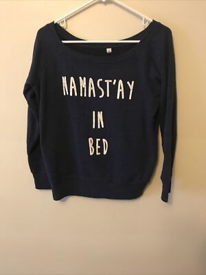 NamaStay In Bed  Women Navy Long Sleeve fleece Pullover Size S Cozy-image