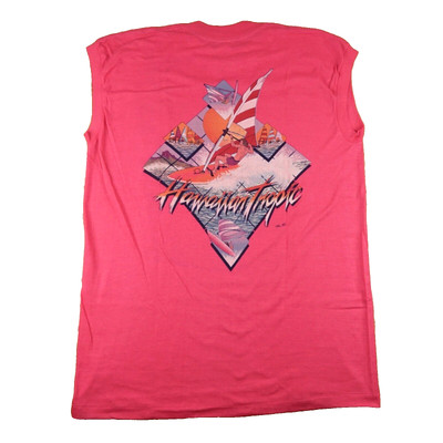 Hawaiian Tropic Shirt XL Pink Men Vintage 80s Florida Wind Surfing Beach Tanning-image