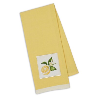 Cotton Kitchen Dish Towel - Yellow Lemon Slice On Branch 18x28 byDesign Imports-image