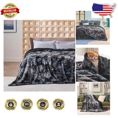 Pet-Friendly King Size Sherpa Blanket - Elegant Tie Dye Design for Home Decor-image