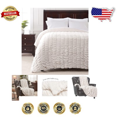 Elegant Reversible Mink Throw Blanket for Cozy Comfort - King Size 108