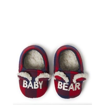 Dearfoams Cozy Comfort Baby Bear Plaid Closed Back Slippers Size:  3/4, 5/6, 7/8-image