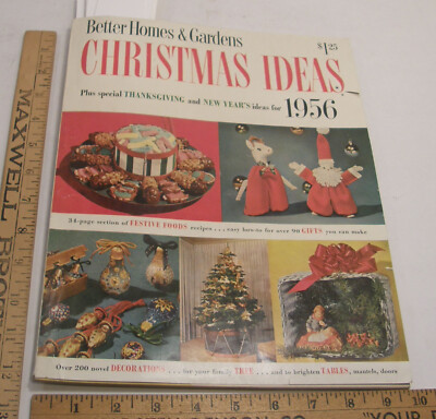 VINTAGE 1956 BETTER HOMES & GARDENS CHRISTMAS IDEAS RECIPES DECORATING MCM-image