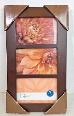 Mainstays 3 Opening Collage Frame 4 x 6 Photos Burgundy Maroon Composite Wood -image