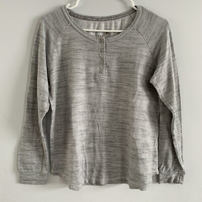 Muk Luks Gray Long Sleeve Henley Shirt Soft Womens Size Medium Cosy Warm-image