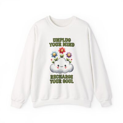 Unplug Your Mind Crewneck Sweatshirt, Cozy Sweatshirt, Floral Sweatshirt,-image