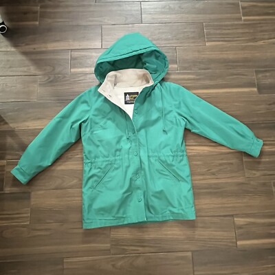 Vintage London Fog Women’s Size 10 Coat Green Hooded & Zipper Lining-image