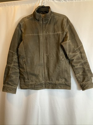 KUHL Vintage Patina Dye Men’s Jacket Full Zip Fleece Line Olive Green S #0511-image