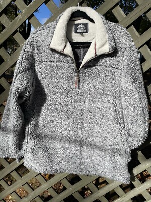 Grizzly Sherpa Pullover Sz M Gray Fleece 1/4 Zip Soft Cozy Comfort Sweater-image