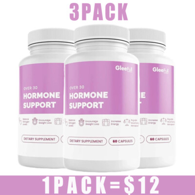 3 Pack GleeFull Over 30 HORMONE SUPPORT Menopause Supplement Hot Flash Relief-image