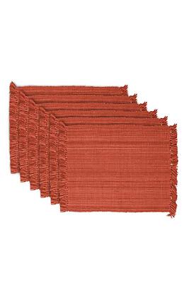 Design Imports Variegated Fringe Set of 6 Placemats Apicot-image