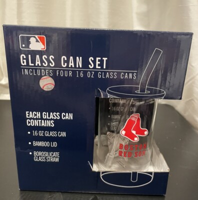 Mainstays 4PK MLB Glass Can Set Cold Drinks Only Boston Red Sox BPA-free 16 Oz-image