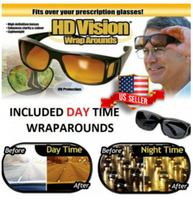 2 Pair HD Night and Day Vision Wraparound Fits OVER Glasses As Seen on TV-image