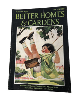 Vintage Better Homes and Gardens Magazine August 1933 Girl in Swing Cover-image
