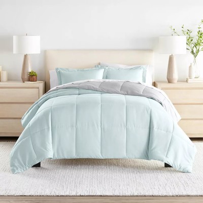 Reversible Comforter and Shams Set, Ultra Soft - Becky Cameron, Aqua /-image