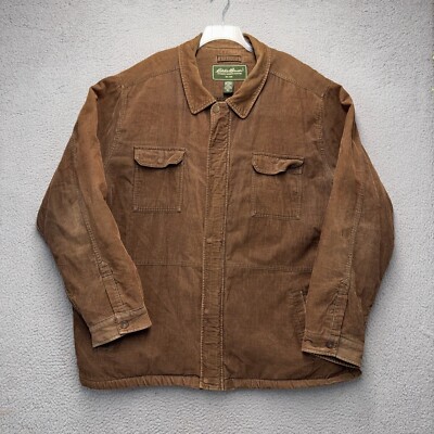 Vintage Eddie Bauer Jacket Mens 4XL Brown Corduroy Sherpa Lined Outdoor-image