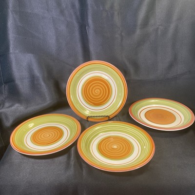 Set of 4 Pier 1  Orange Swirls Salad Plates VGC-image