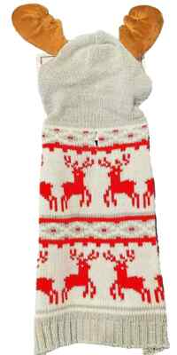 Harry Barker Dog Sweater Medium Reindeer Antler Holiday Hoodie Knit Cozy Comfort-image