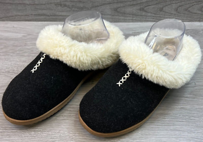 Dearfoams Clog Slippers Woman's 7-8 Medium Dark Gray Indoor Outdoor Memory Foam-image