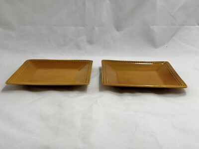 Pier 1 Set of 2 Spice Route Ginger Square Salad Plates 8 3/8'' Beaded Edge-image