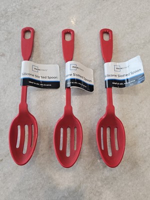 Mainstays 10in Silicone Slotted Spoon, Red New LOT OF 3-image
