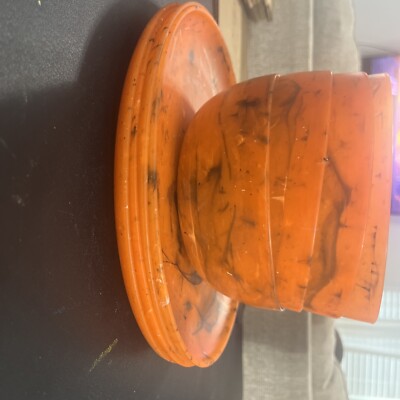 Mainstays Tie Dye Orange Halloween 8 Piece Set 4 Bowl 4 Plates-image