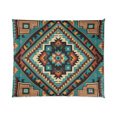 King Size Southwestern Aztec Comforter Home Decor Navajo Cabin Native American-image