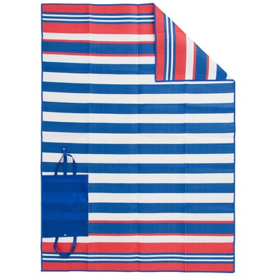 White, and Blue Stripe Beach Mat,NEW,Mainstays 5'x7' Red-image