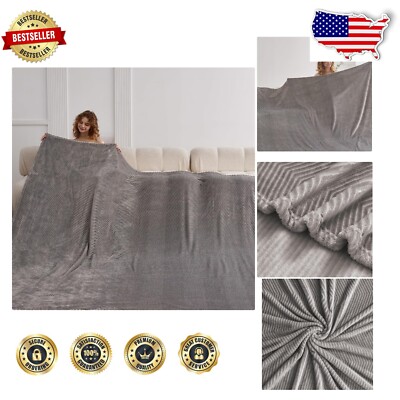 Seamless 3D Jacquard Fleece Blanket King Size - Cozy Light Grey for All Seasons-image