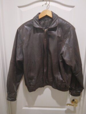 Boulder Ridge Vintage Brown Leather Bomber Jacket Size 42-image