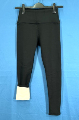 SHEIN Women's BLACK Stretchy Warm FLEECE LINED High Rise PULL-ON Cozy LEGGINGS S-image