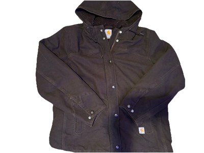 VTG Carhartt Women's Large Sherpa Lined Canvas Jacket Brown (100657-201) EUC-image