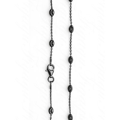ITALY Black Rhodium Moon-cut Oval+Anchor Chain Necklaces-Ruthenium P Over Silver-image