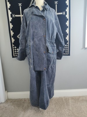Vintage 90's Australian Outback Trading Co. Denim Duster Jacket Trench Coat, SM-image