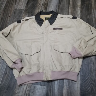 Vintage Avirex Bomber Jacket Sz Large Leather Trim Type A-2 USAF Flight USA made-image
