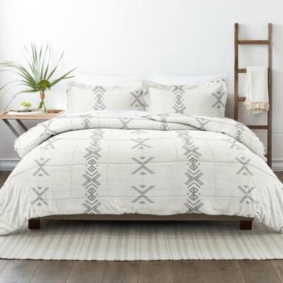 Becky Cameron Comforter Set King/Cal King Microfiber Gray Urban Stitch Patterned-image
