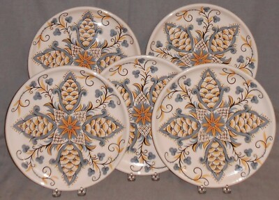 Set (5) Pier 1 KARIMA PATTERN Dinner Plates-image