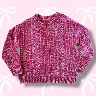 Womens Pink Chenille Soft Cozy Knitted Sweater Size Medium-image