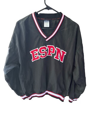 Vintage Y2K ESPN ZONE Pullover Windbreaker Coach Style Jacket Black-image